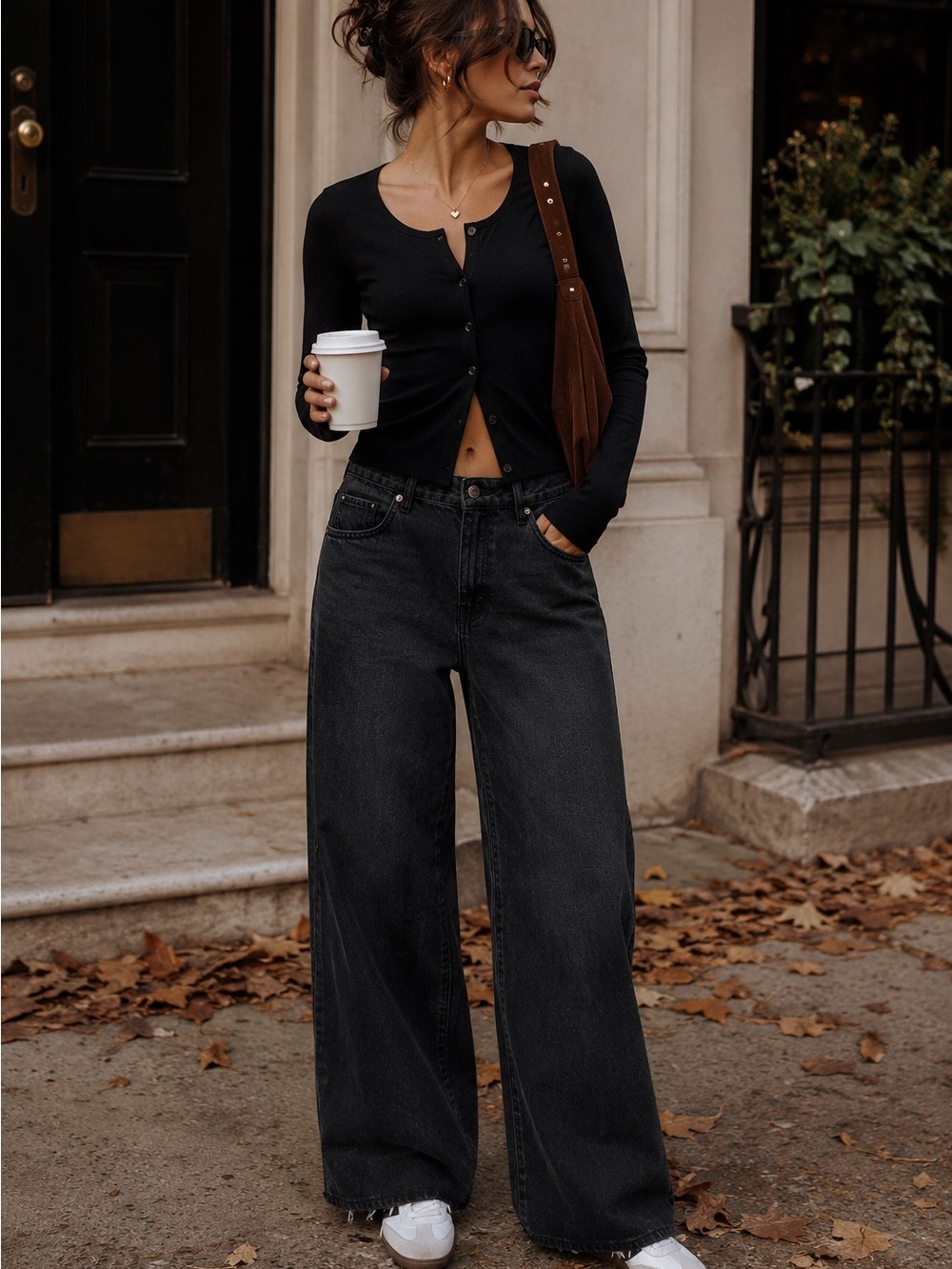 Juicy Couture Black Wide Straight Leg Jeans